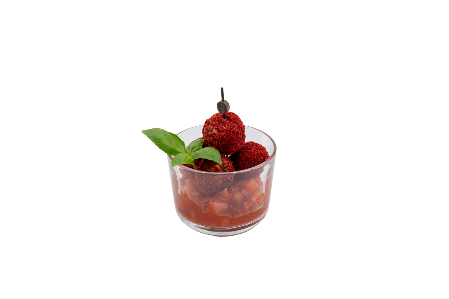 Ingwer Rote Beete Bällchen mit Tomatensalsa (4 Stk pro Portion), mind 10 Stk.